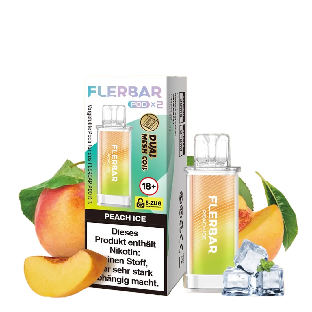 Flerbar Prefilled Pod – Peach Ice Flerbar Prefilled Pod – Peach Ice (2 Pods) – Bild 1
